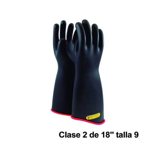 [HER.05.075] NOVAX Guantes de protección de hule 18", clase 2, hasta 17000Vac, talla9