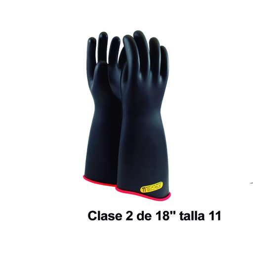 [HER.05.077] NOVAX Guantes de protección de hule 18", clase 2, hasta 17000Vac, talla11