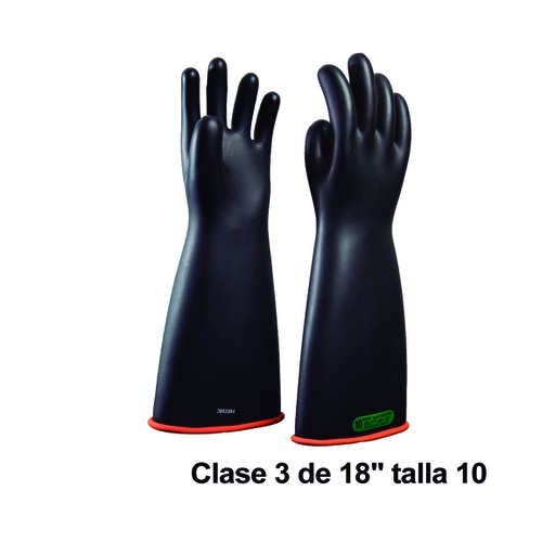 [HER.05.079] NOVAX Guantes de protección de hule 18", clase 3, hasta 26500Vac, talla10