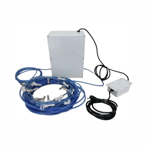 [BOB.01.130] [8424899990] Sistema de rociadores de alta presión con bomba elétrica y temporizador para enfriar, humedecer, sanitizar, desinfectar y nebulizar áreas
