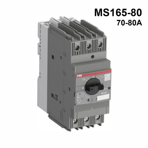 [AUT.01.1055] Guardamotor termomagnético MS165-80 con terminales de abrazadera detornillo, 70→80A, 3P, 45kW, 208→690VCA, -25→+60°C, 60HZ